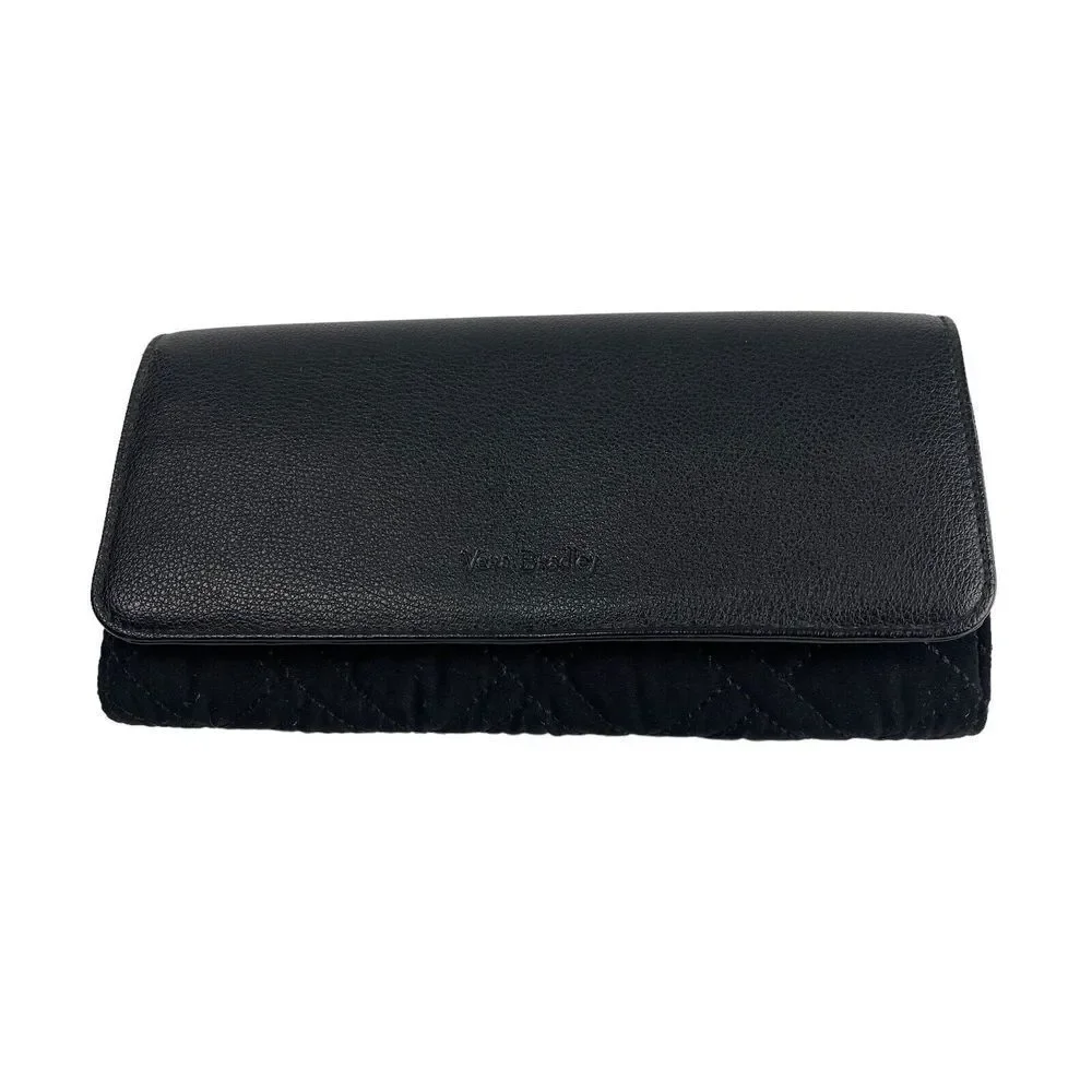 Vera Bradley RFID cottagecore twill quilted Wallet Black Pink‎ ballerinacore